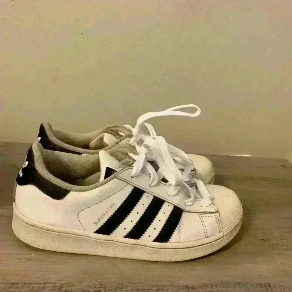 Black and White Adidas Superstar Sneakers Youth Size 3
